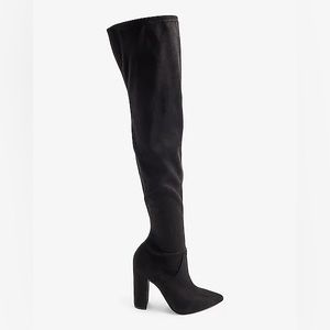 Over The Knee Block Heel Sock Boots